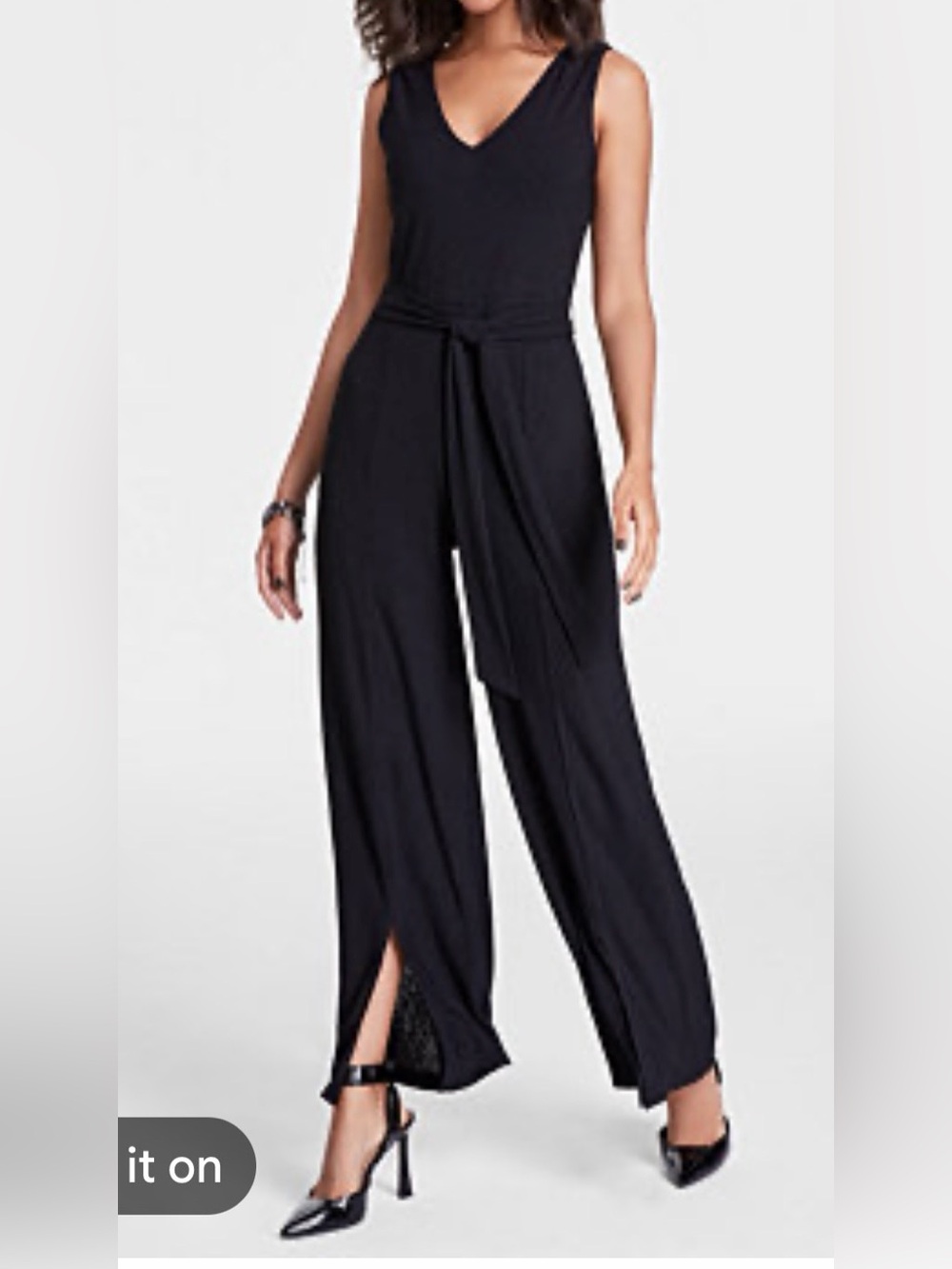 Harlow And Rose MED Pant Jumpsuit Light Weight Black With Front Tie NWT  Medium